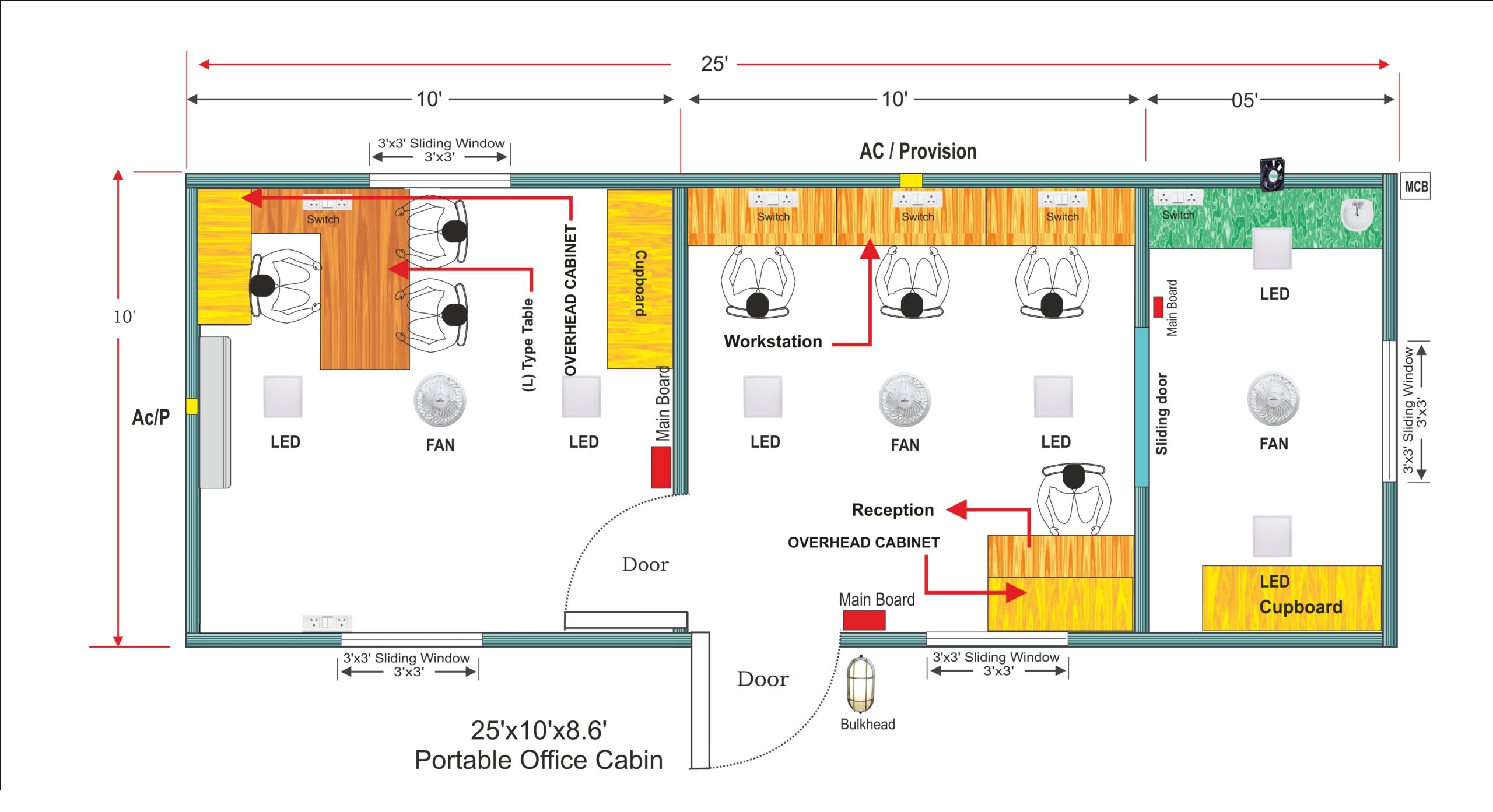 25X10 Office Cabin 1