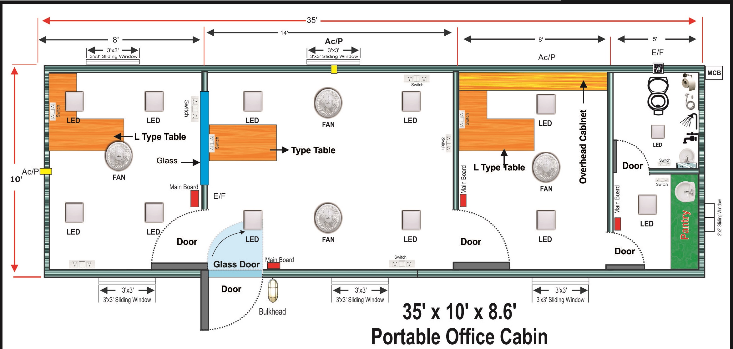 35’x10 Office Cabin.